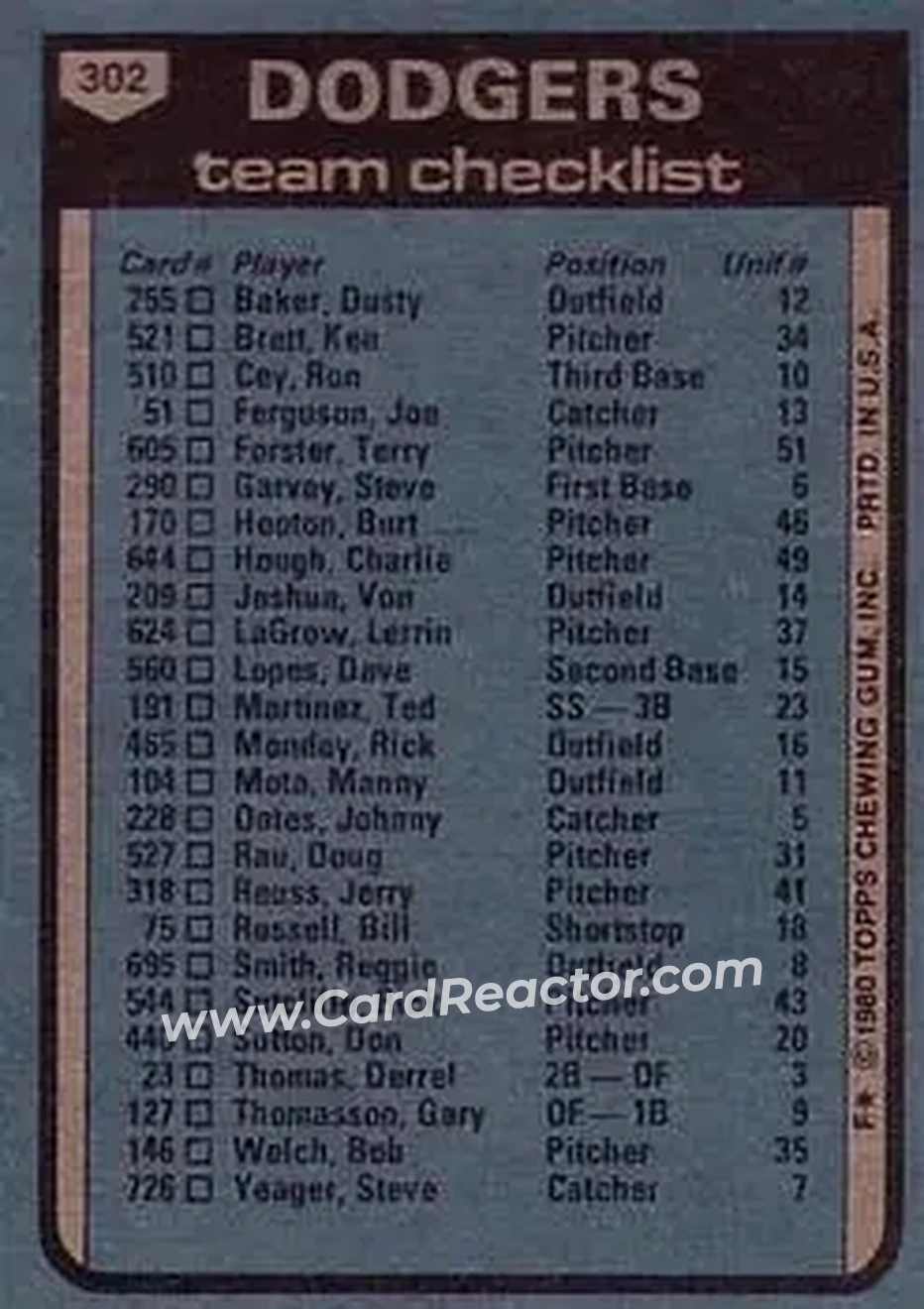 Back of Card #302