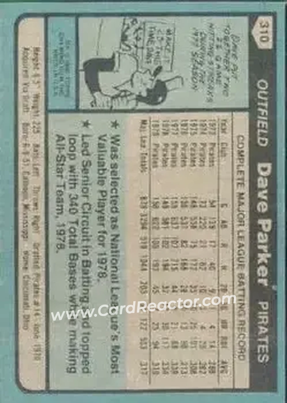 Back of Dave Parker