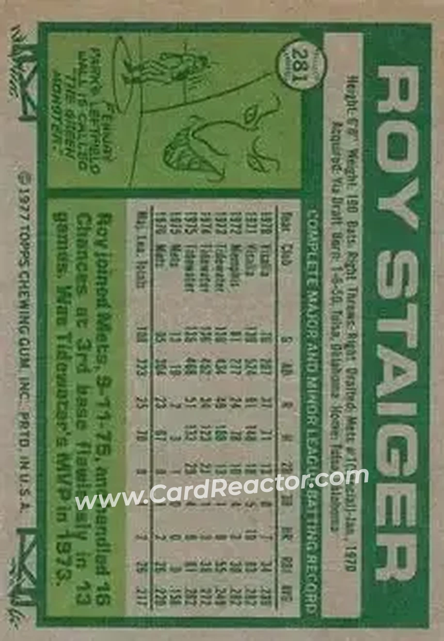 Back of Roy Staiger