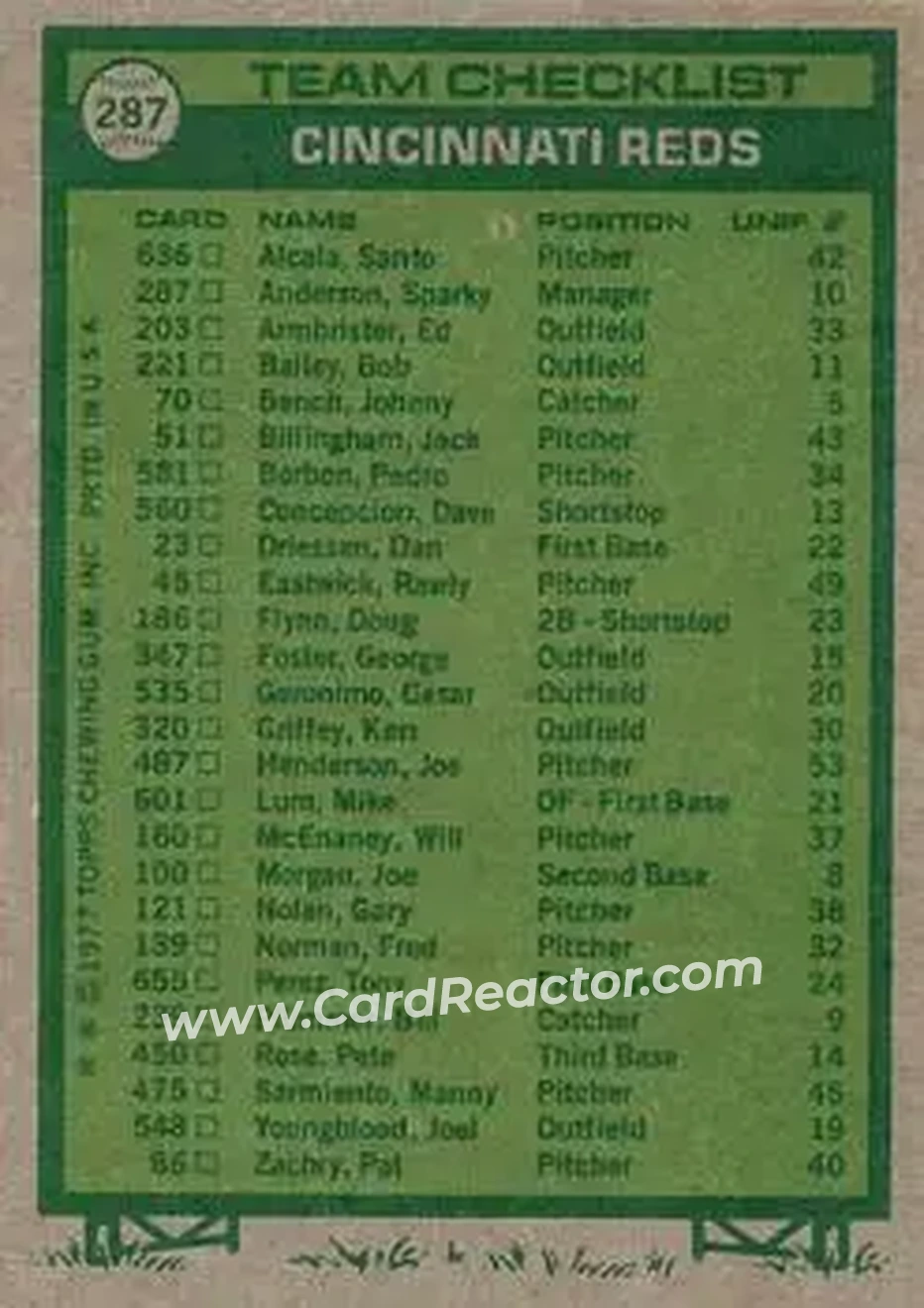 Back of Card #287