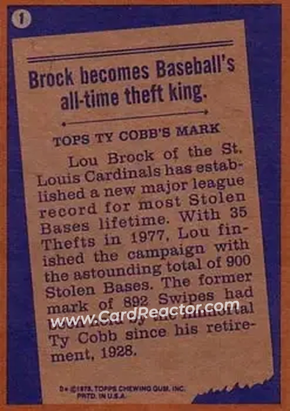 Back of Lou Brock