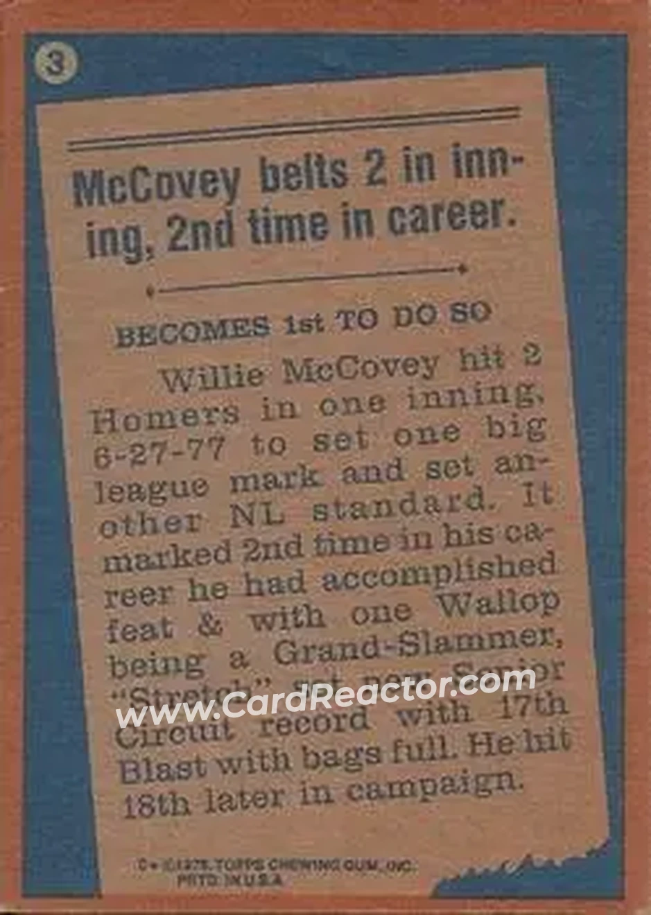 Back of Willie McCovey