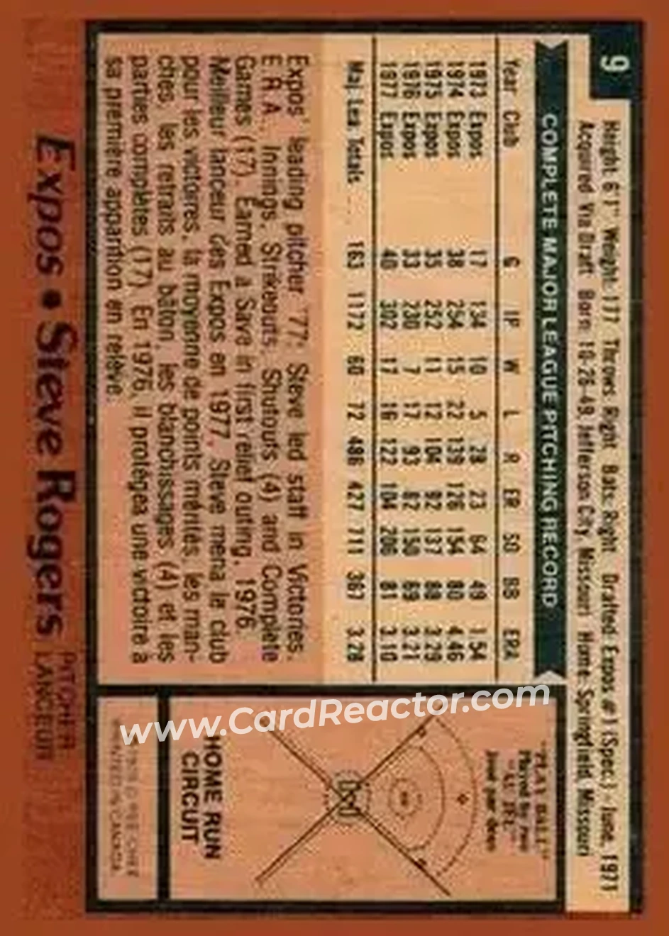 1978 O-Pee-Chee #9 - Steve Rogers - Montreal Expos