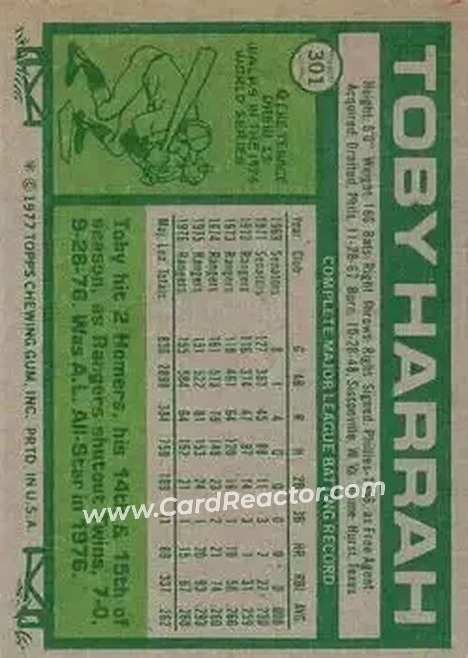 Back of Toby Harrah