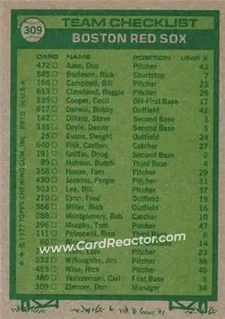 Back of Card #309