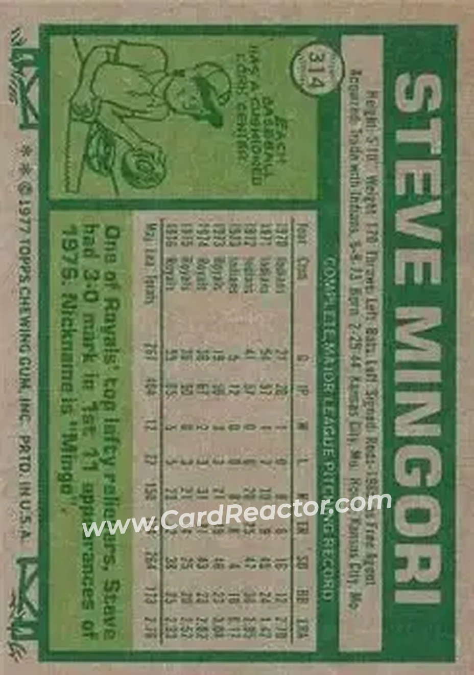 Back of Steve Mingori