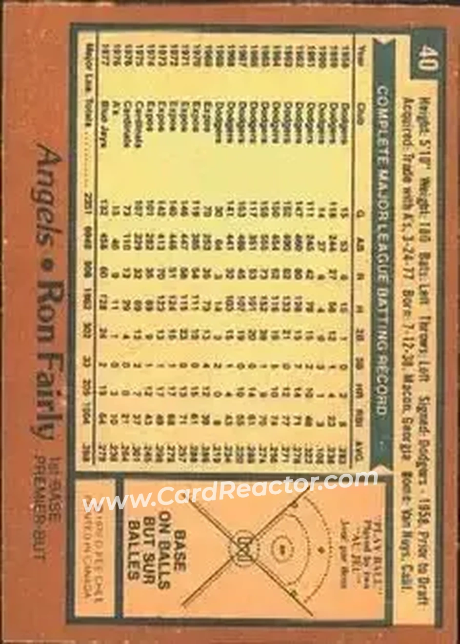 1978 O-Pee-Chee #40 - Ron Fairly - California Angels