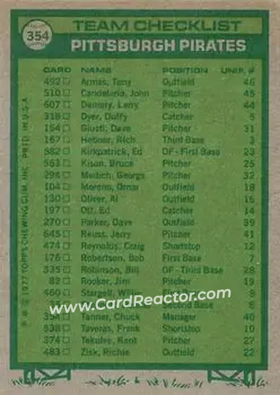 Back of Card #354
