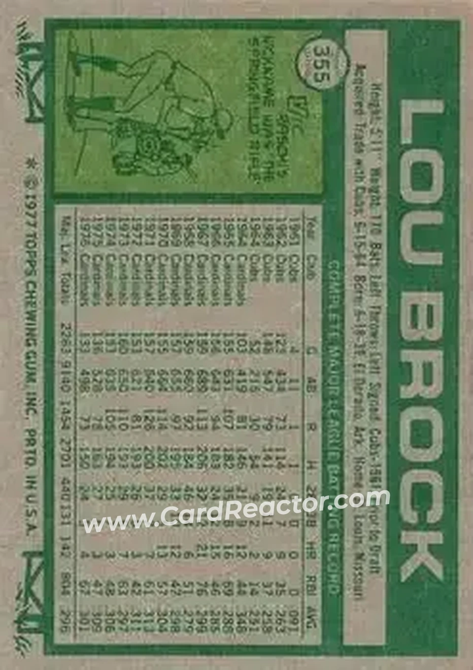 Back of Lou Brock