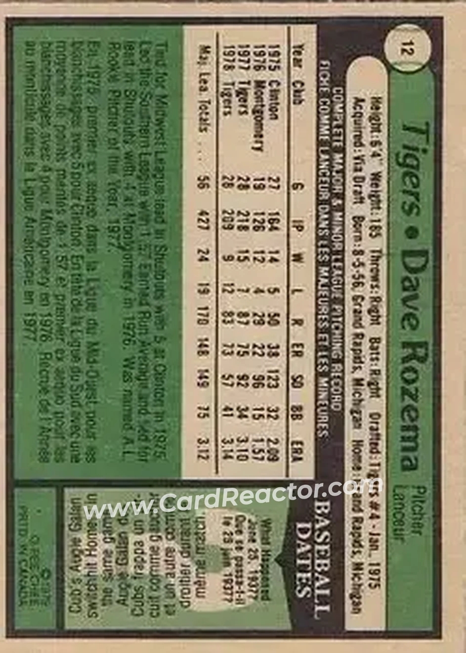 Back of Dave Rozema