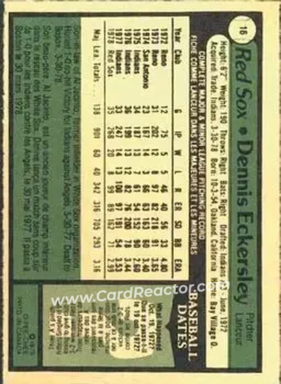 Back of Dennis Eckersley