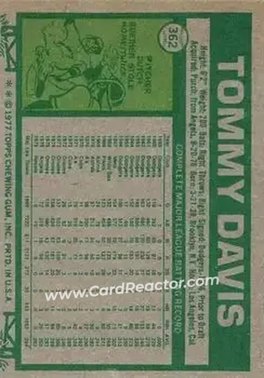 Back of Tommy Davis