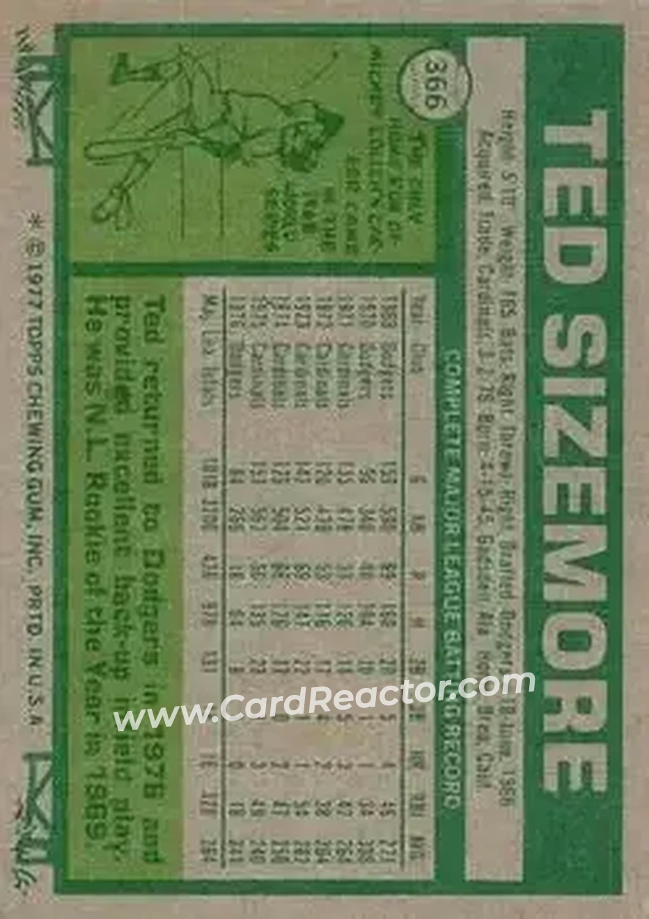 Back of Ted Sizemore