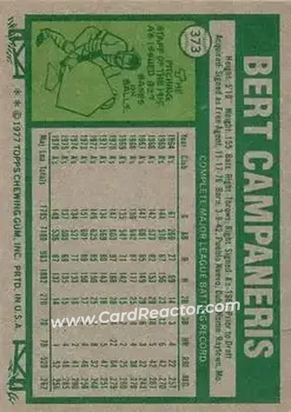 Back of Bert Campaneris