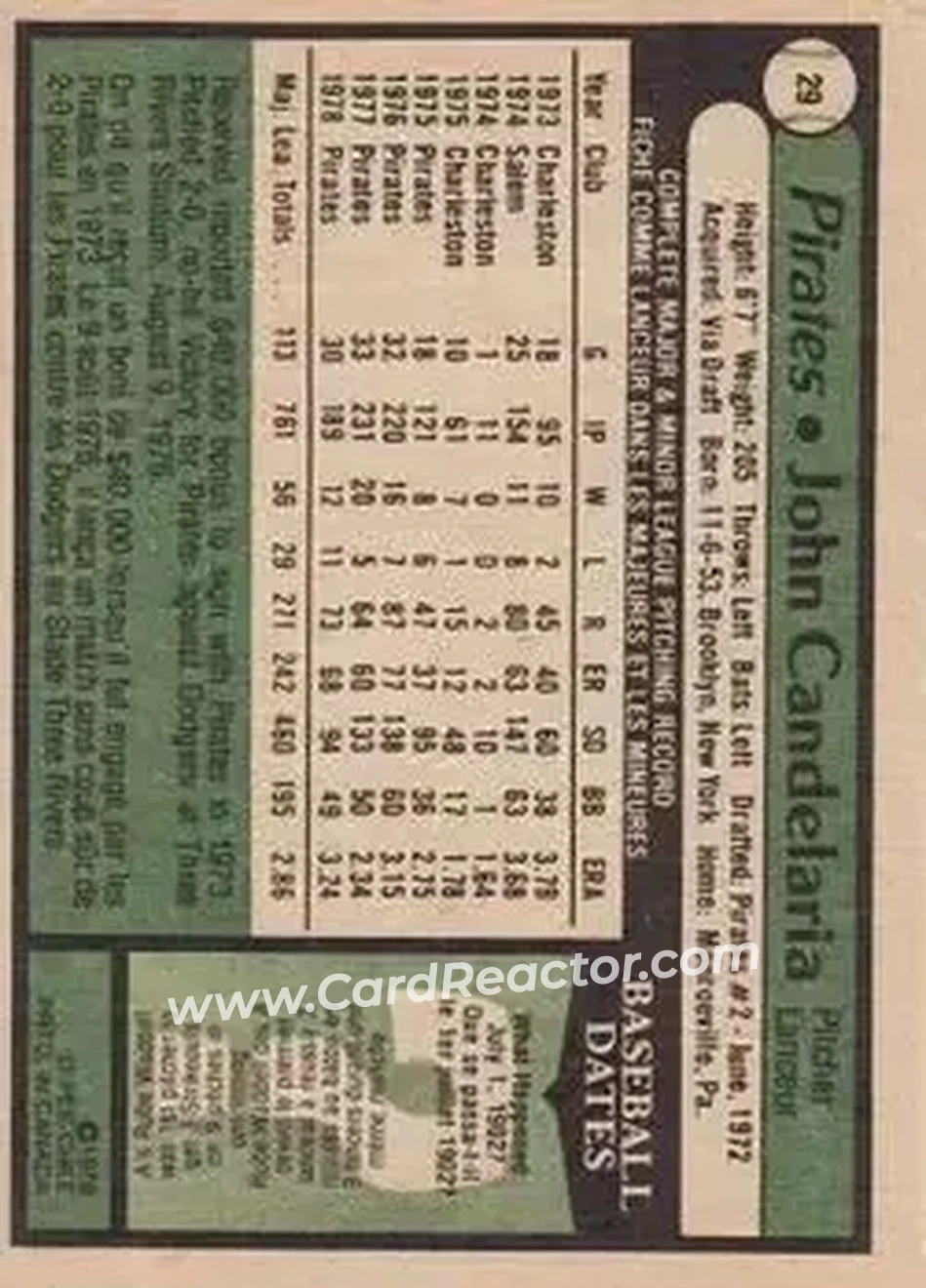 Back of John Candelaria