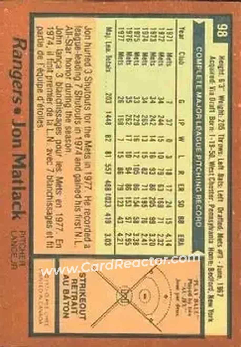 Back of Jon Matlack