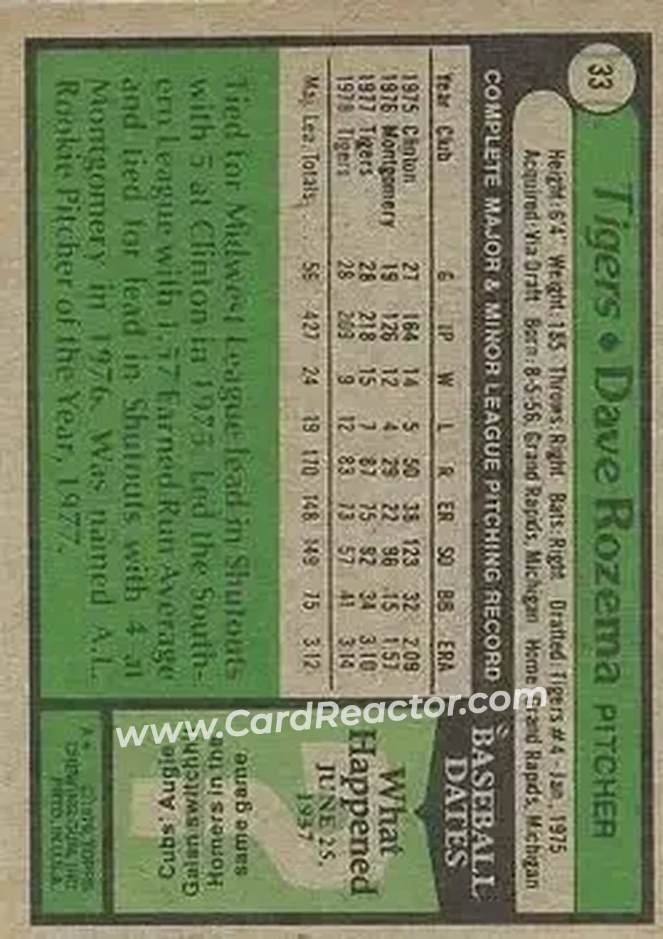 Back of Dave Rozema