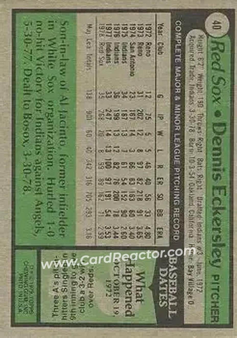 Back of Dennis Eckersley