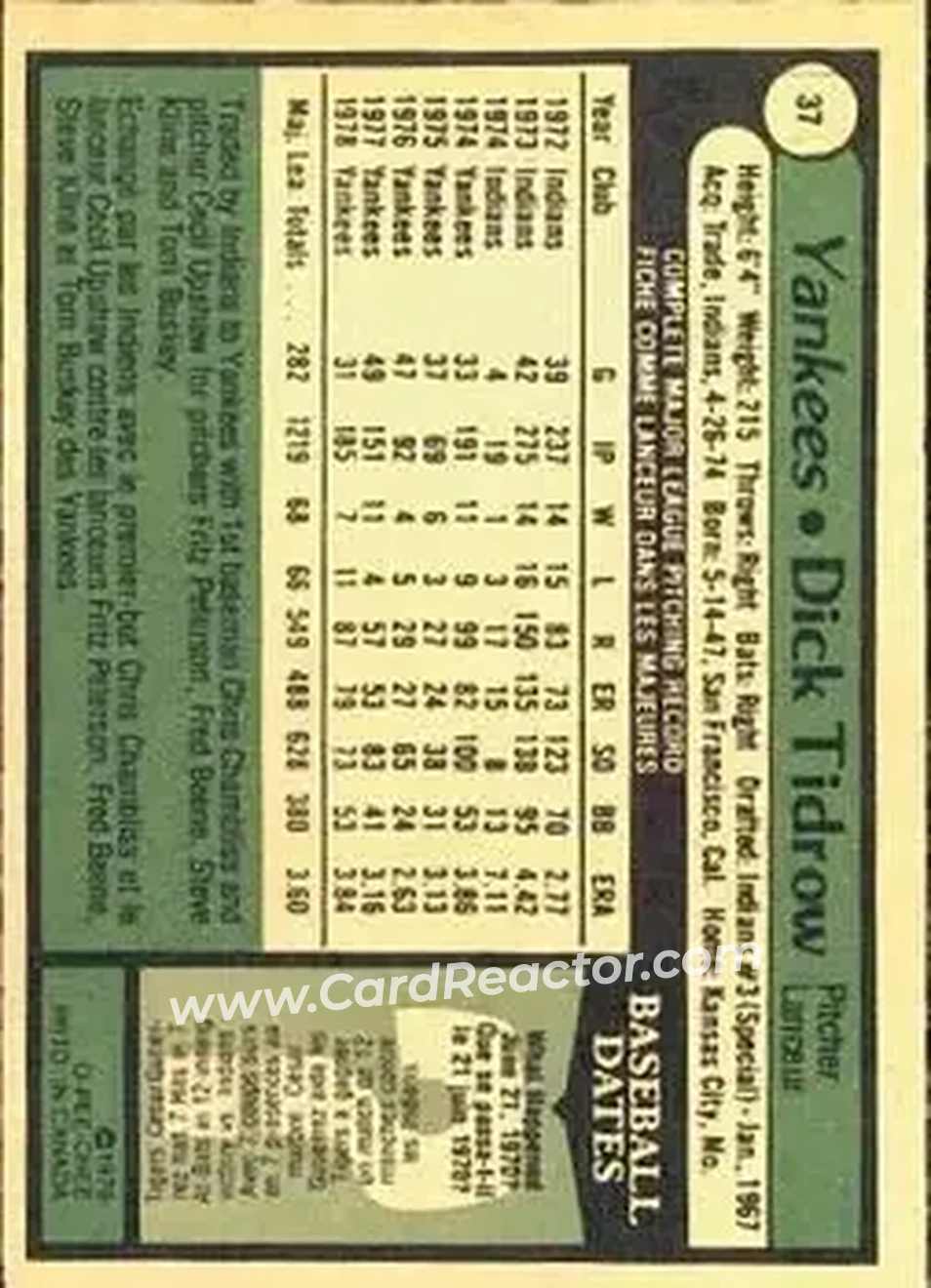 Back of Dick Tidrow
