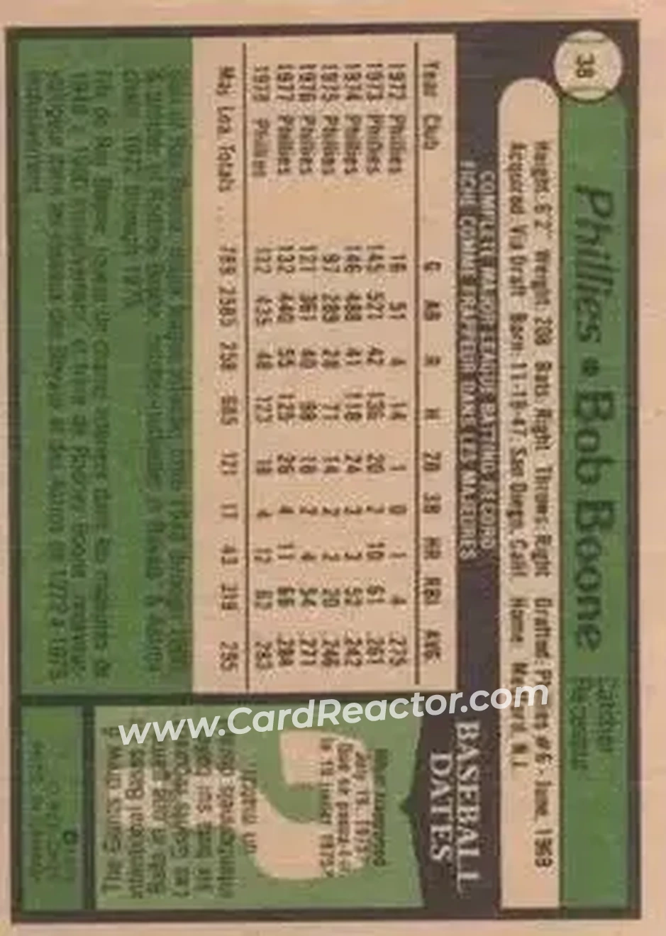 Back of Bob Boone