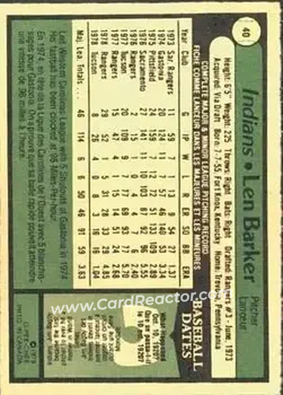 Back of Len Barker