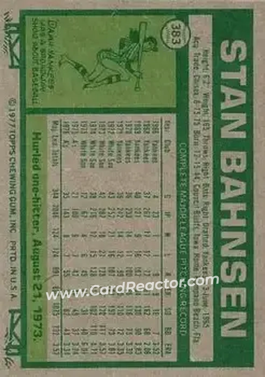 Back of Stan Bahnsen