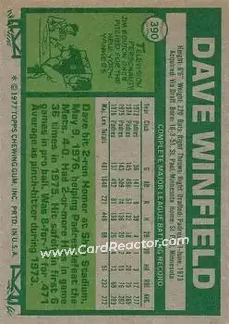 Back of Dave Winfield