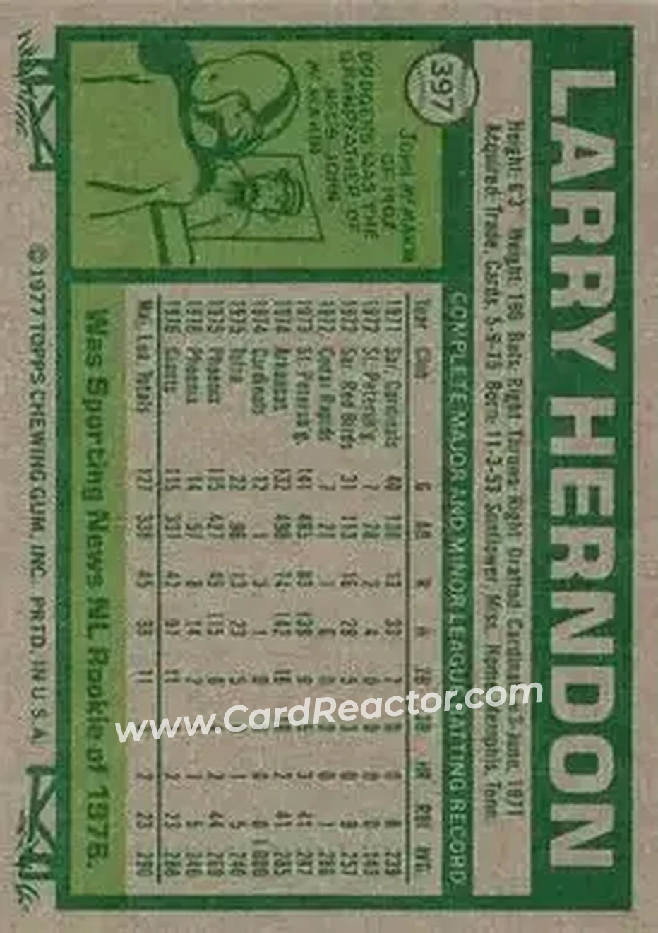 Back of Larry Herndon