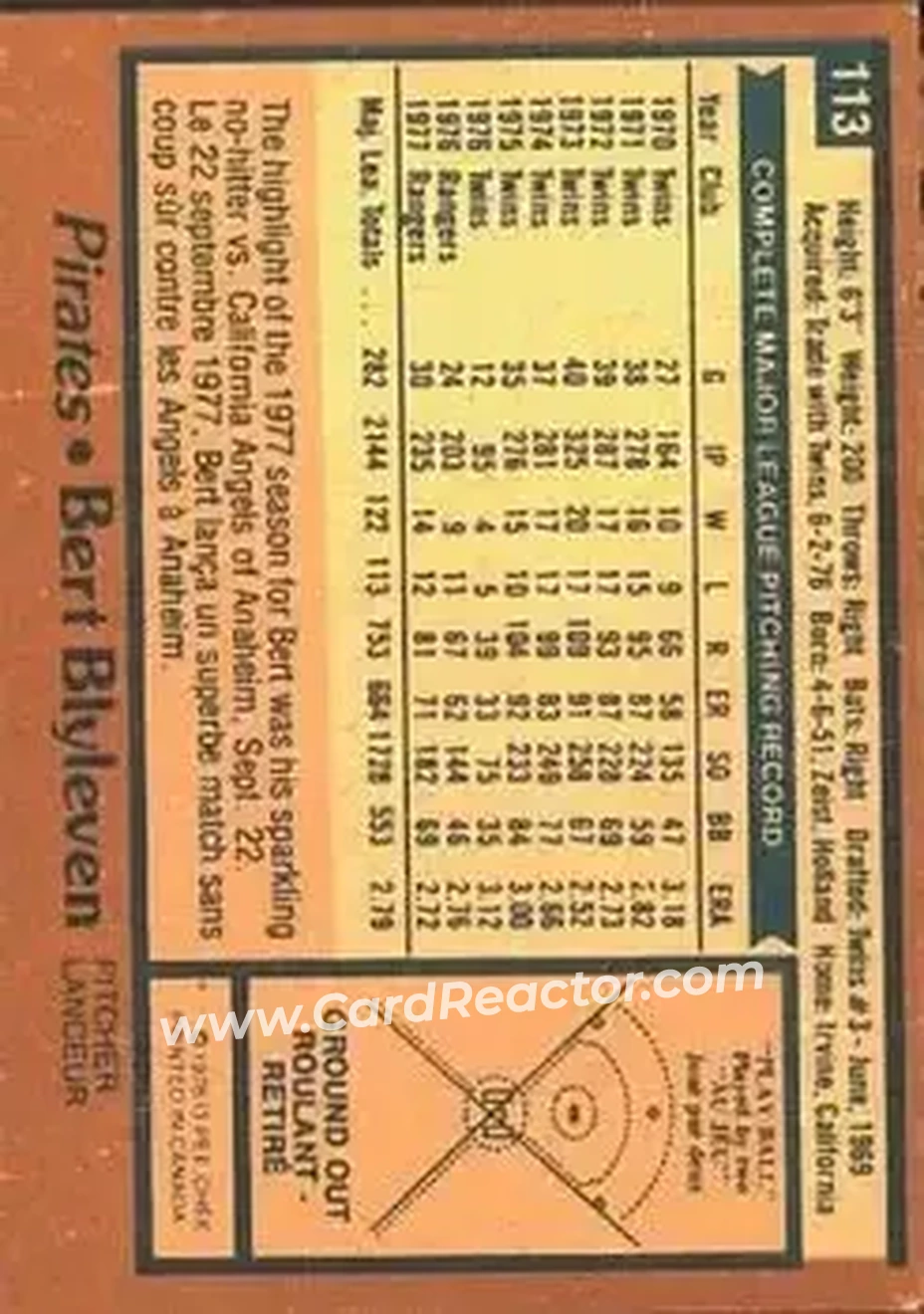 Back of Bert Blyleven