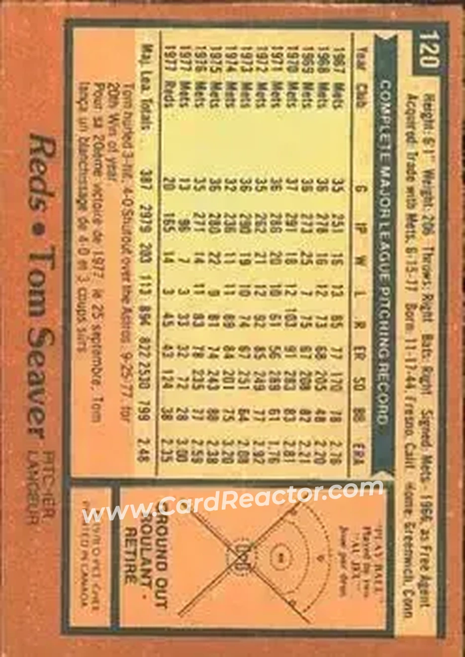 1978 O-Pee-Chee #120 - Tom Seaver - Cincinnati Reds