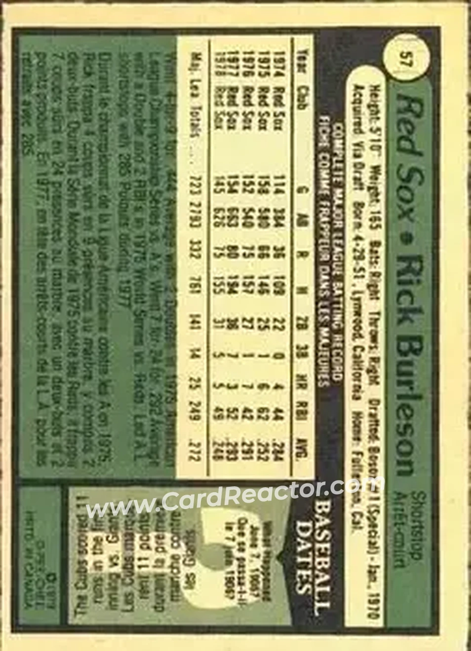 1979 O-Pee-Chee #57 - Rick Burleson - Boston Red Sox