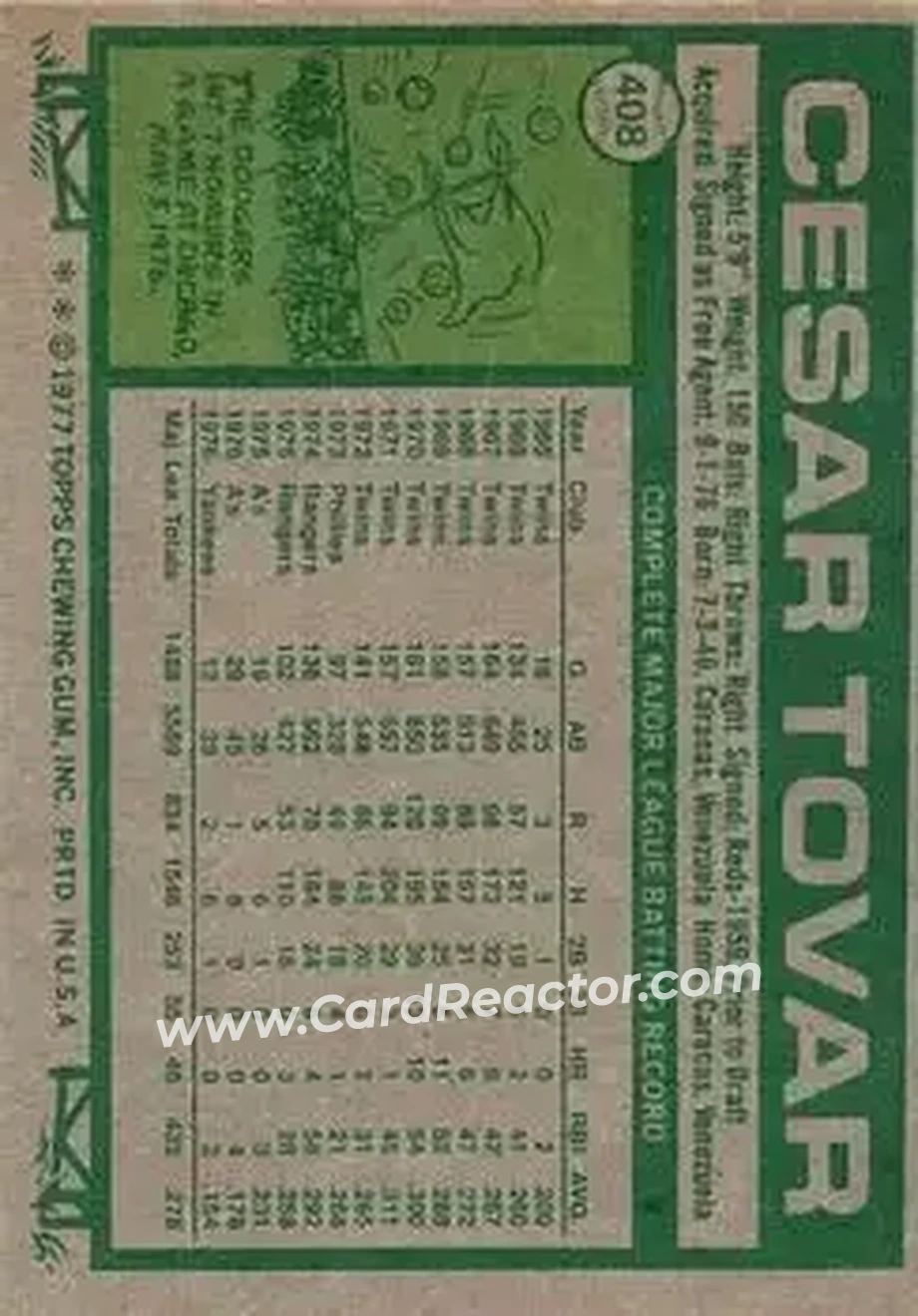 Back of Cesar Tovar