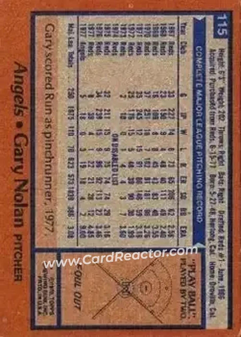 1978 Topps #115 - Gary Nolan - California Angels