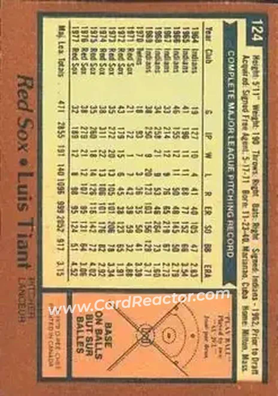 Back of Luis Tiant