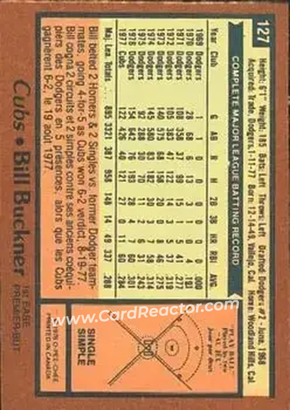 Back of Bill Buckner