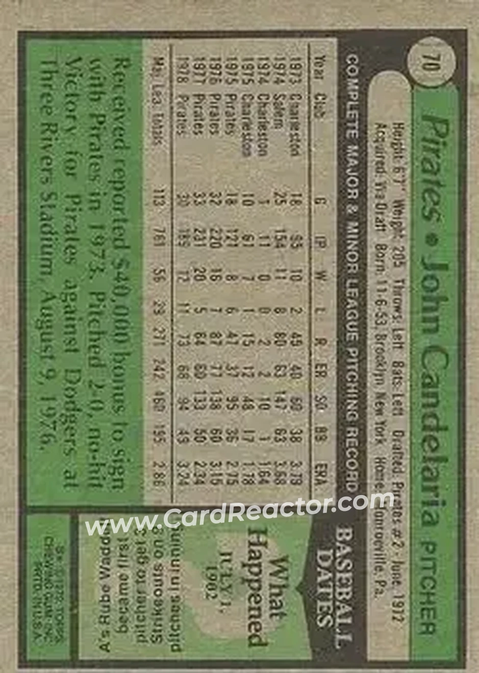 Back of John Candelaria
