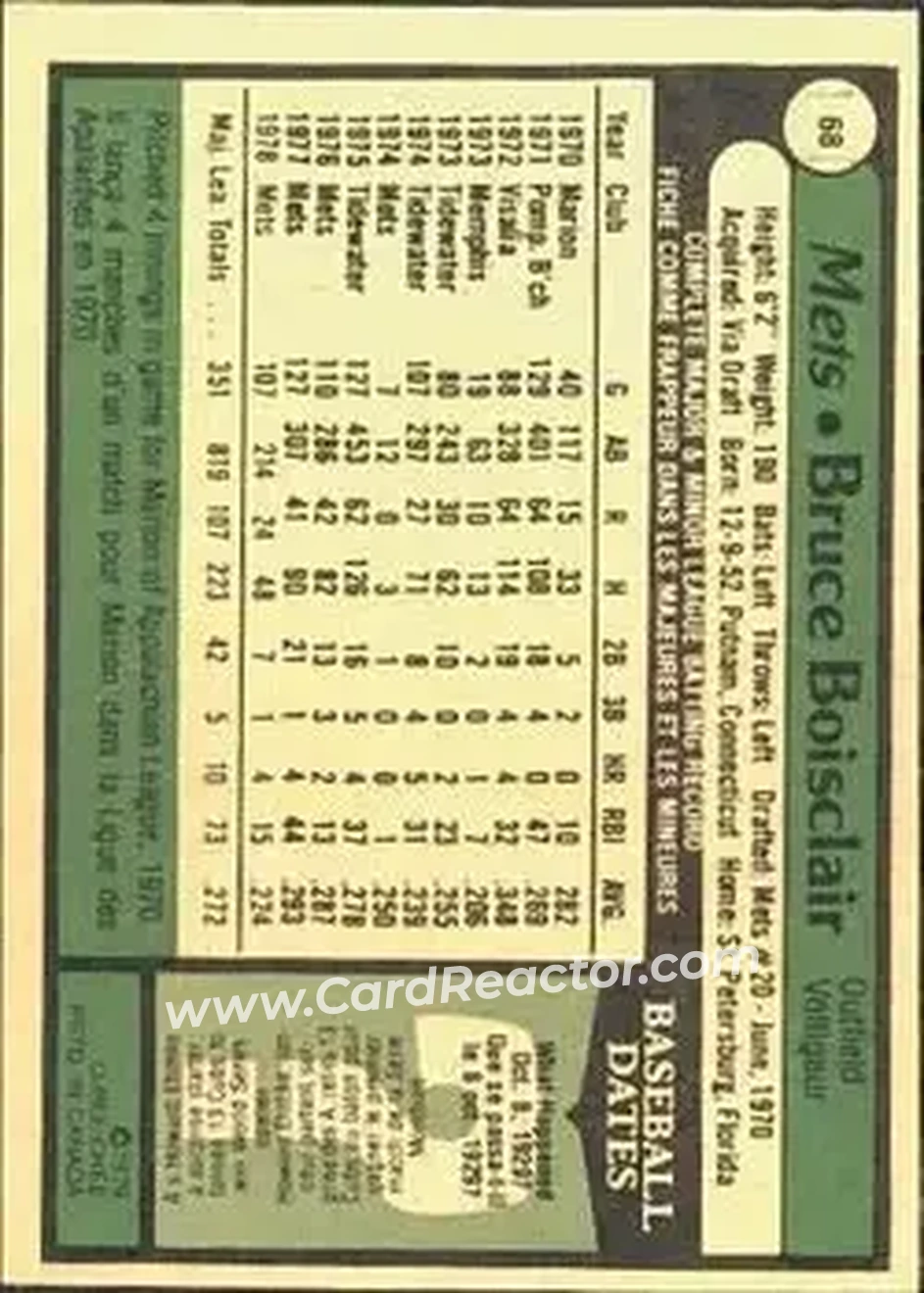 1979 O-Pee-Chee #68 - Bruce Boisclair - New York Mets