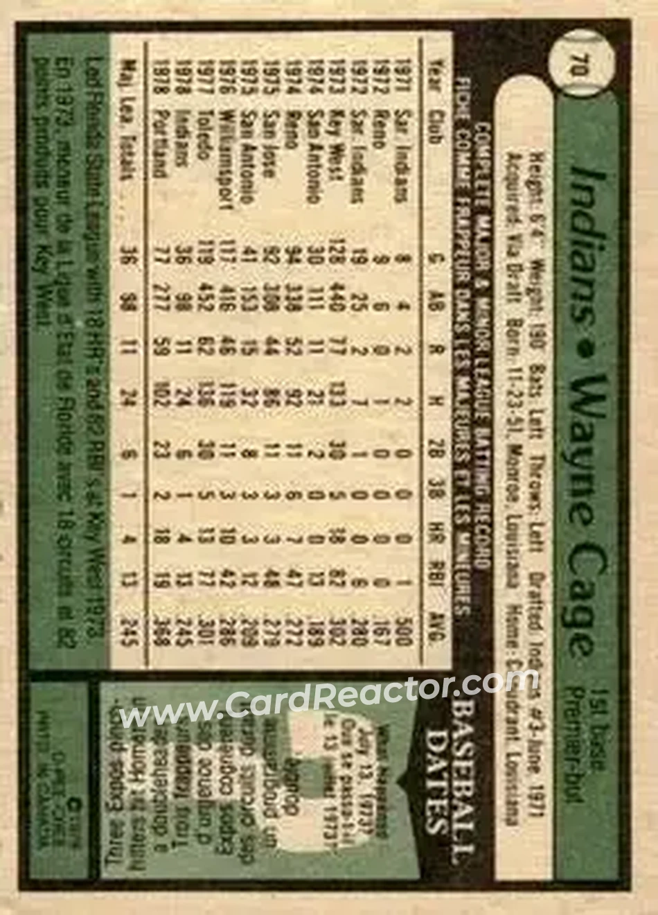 Back of Wayne Cage