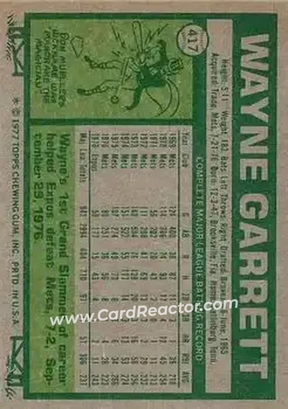 Back of Wayne Garrett