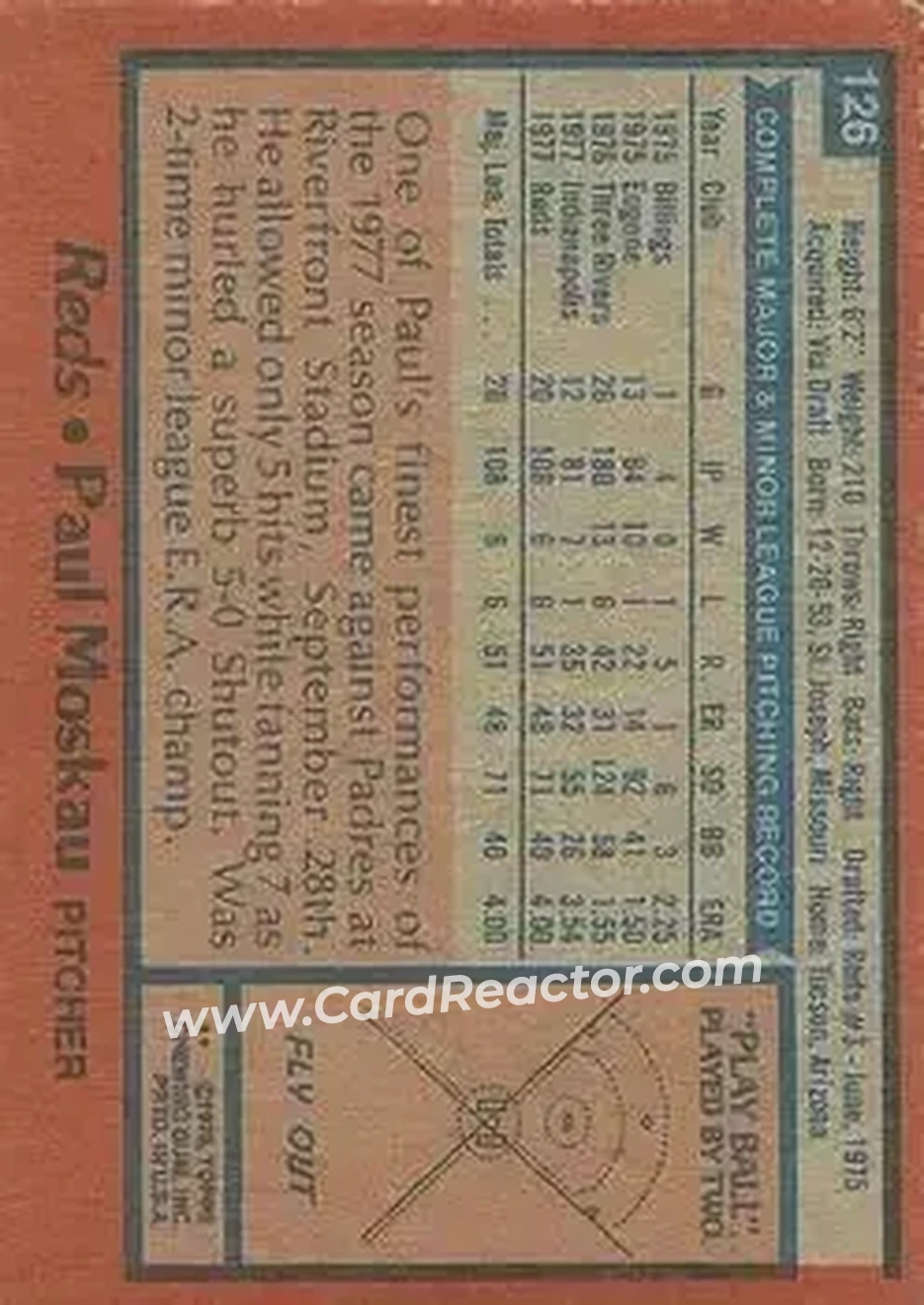 1978 Topps #126 - Paul Moskau - Cincinnati Reds