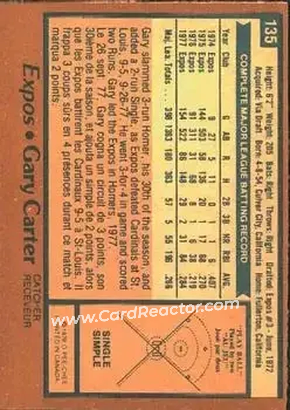 Back of Gary Carter