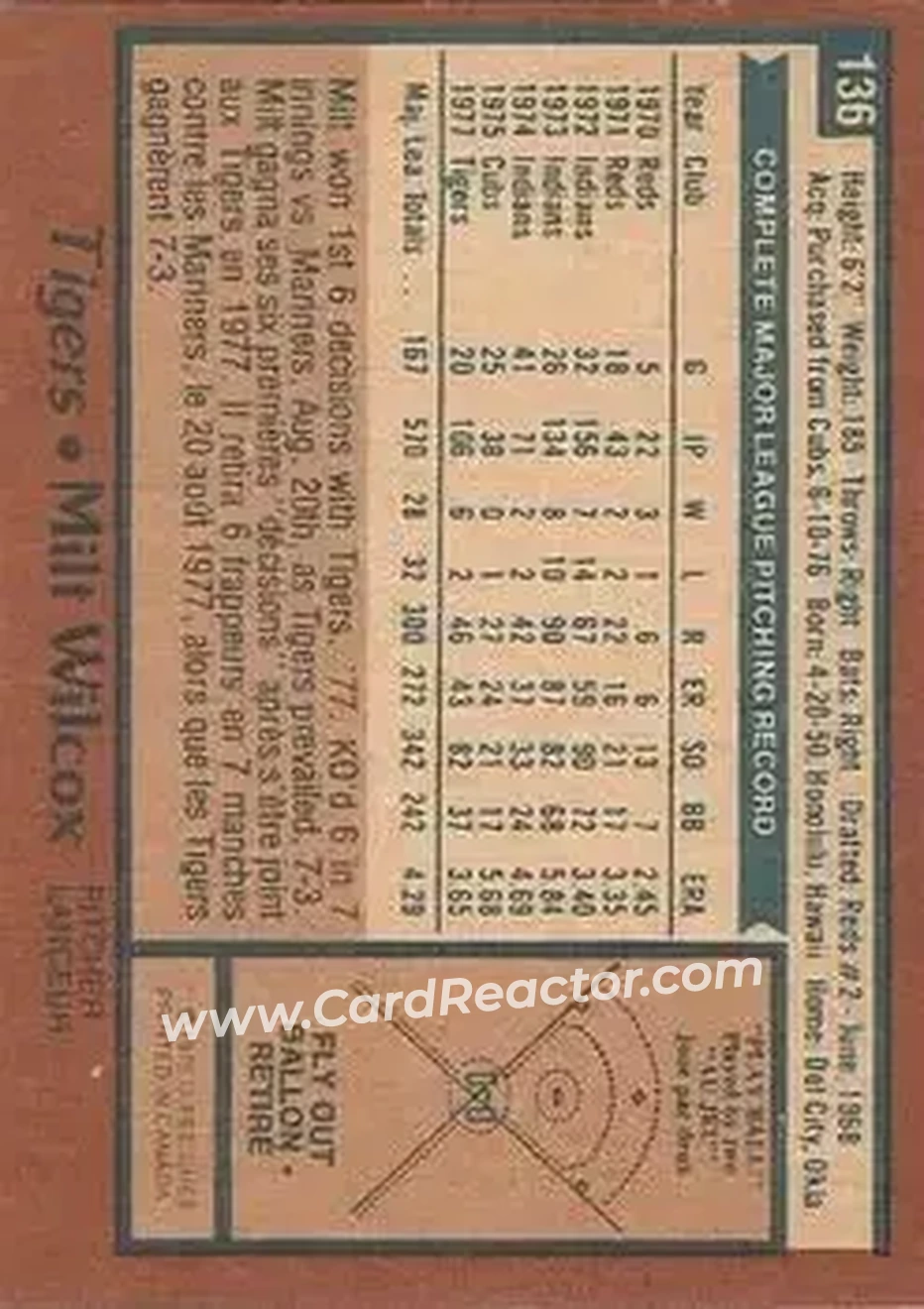 1978 O-Pee-Chee #136 - Milt Wilcox - Detroit Tigers