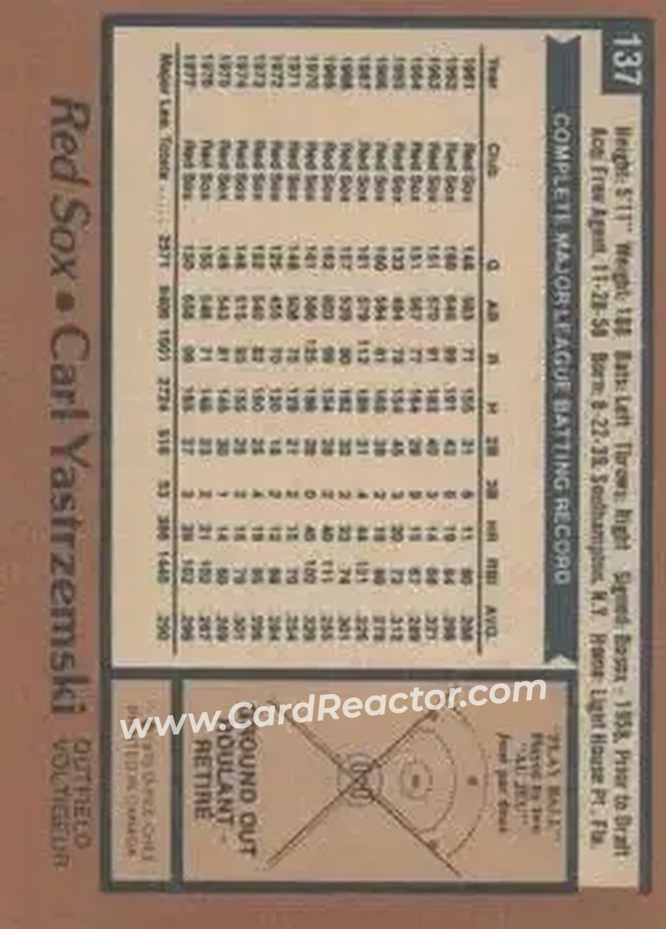 Back of Carl Yastrzemski