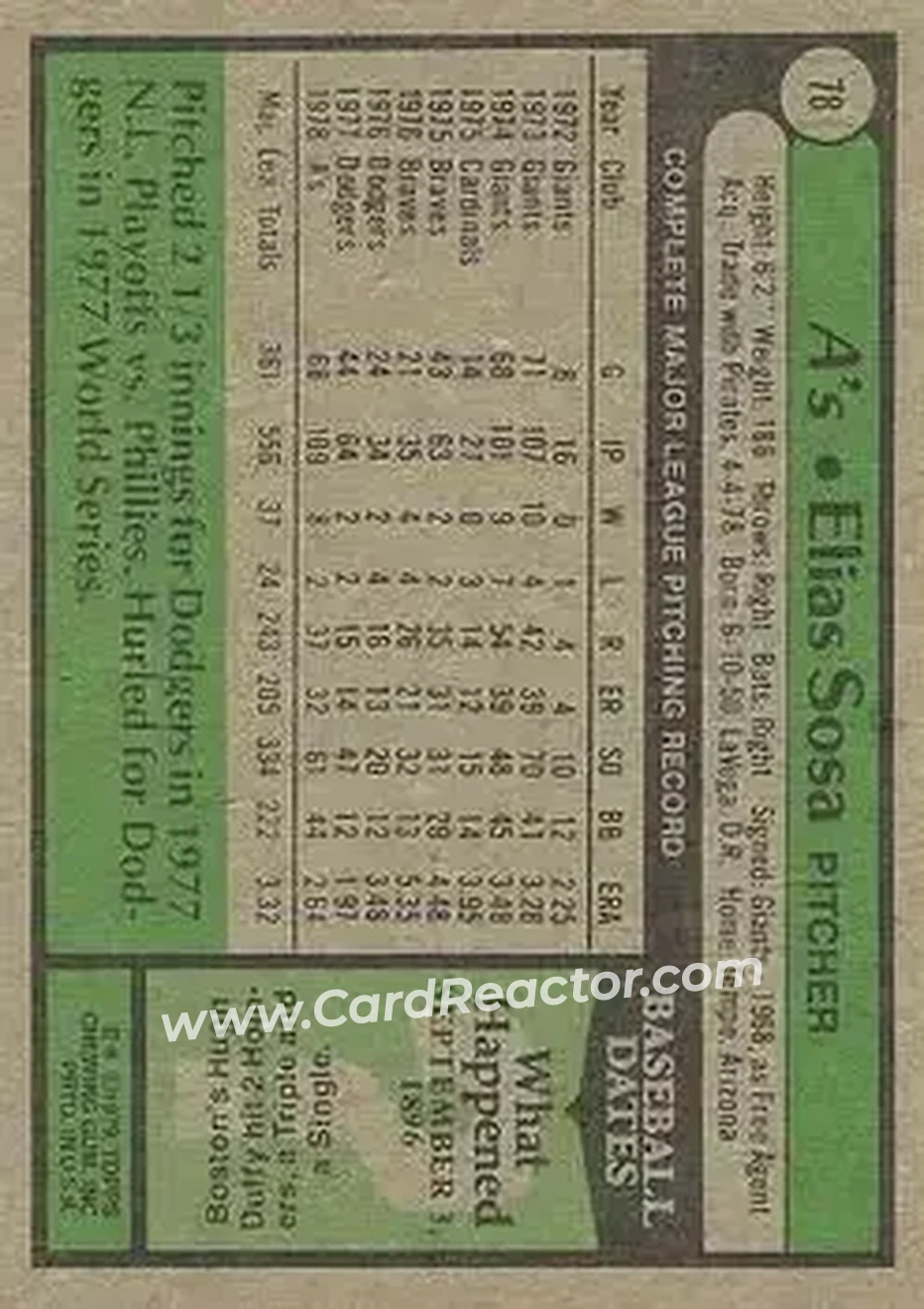 1979 Topps #78 - Elias Sosa - Oakland Athletics