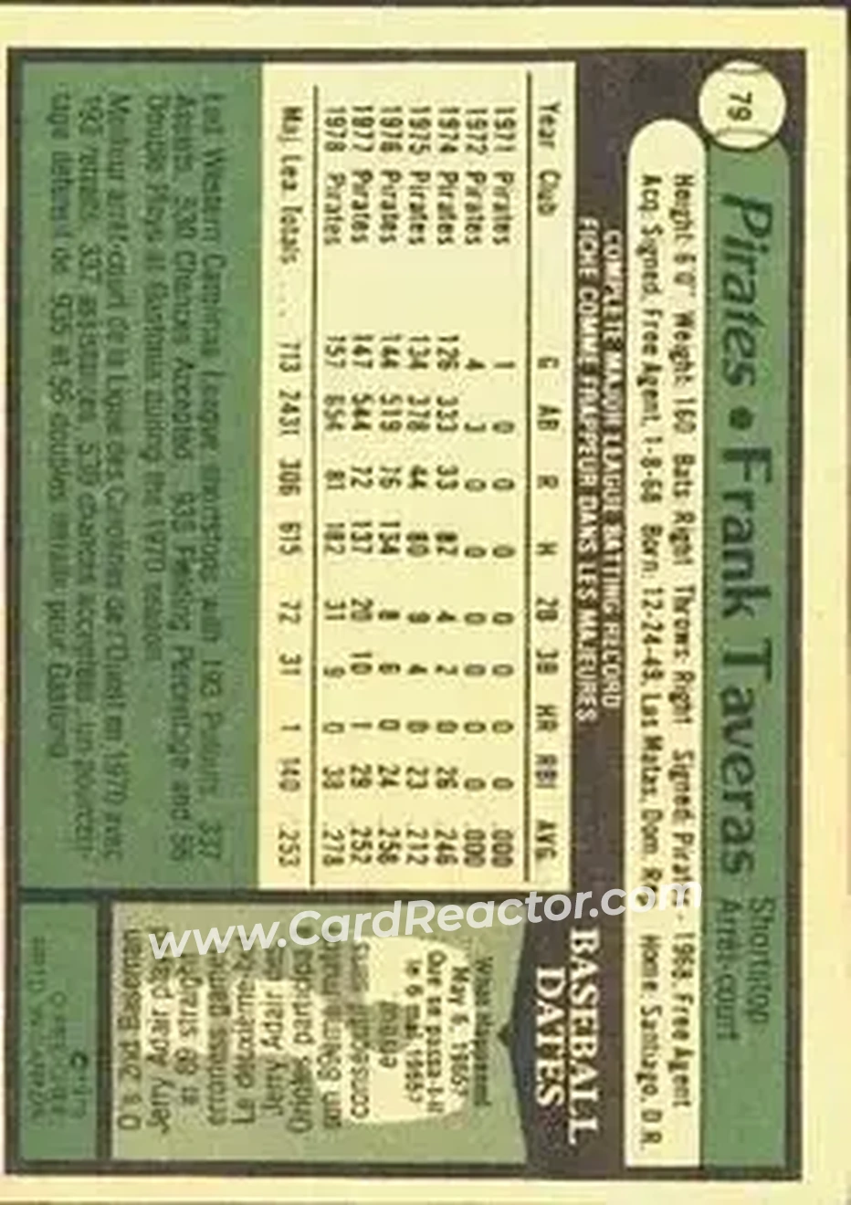 Back of Frank Taveras