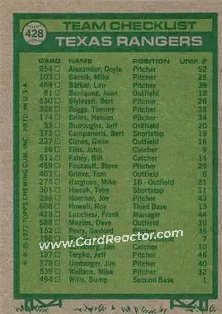 Back of Card #428