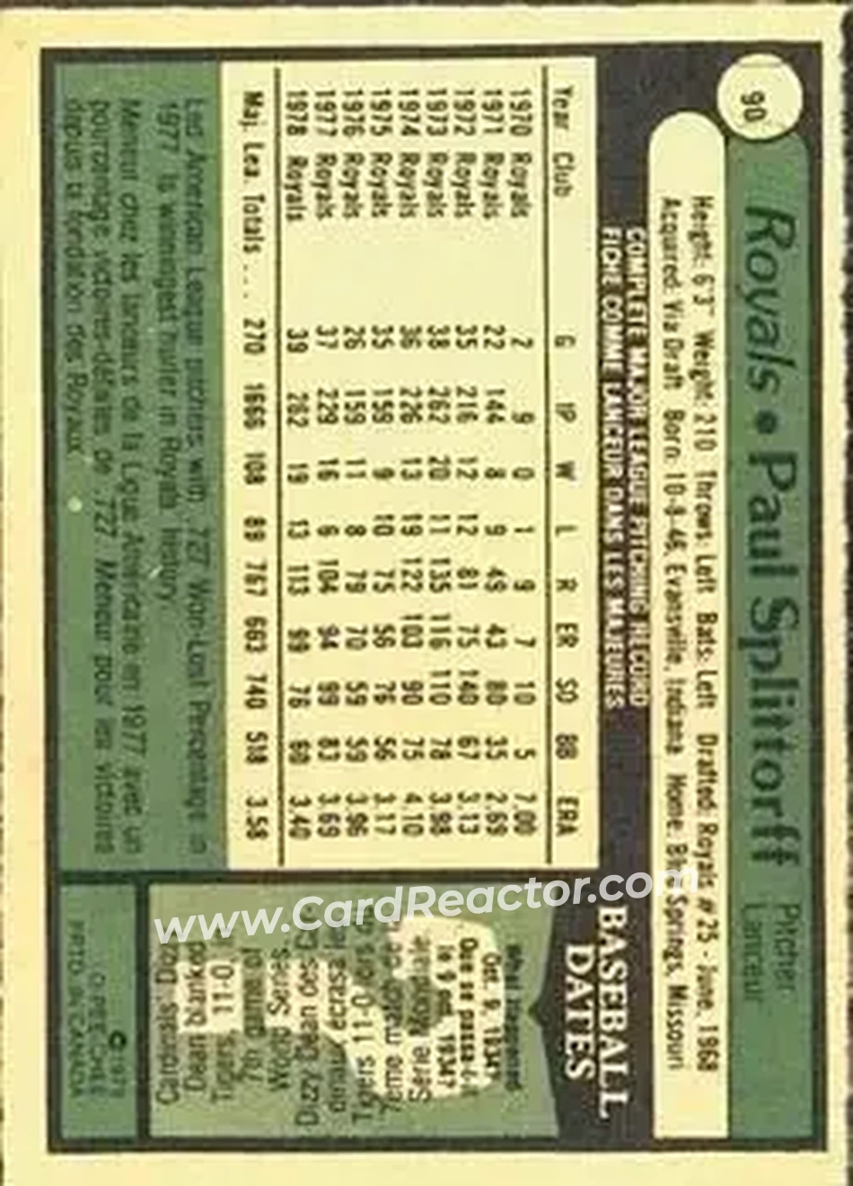 Back of Paul Splittorff