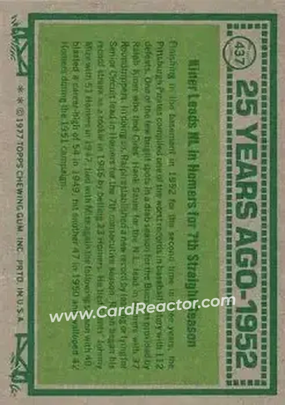 Back of Ralph Kiner