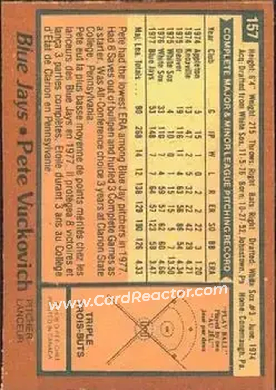 Back of Pete Vuckovich