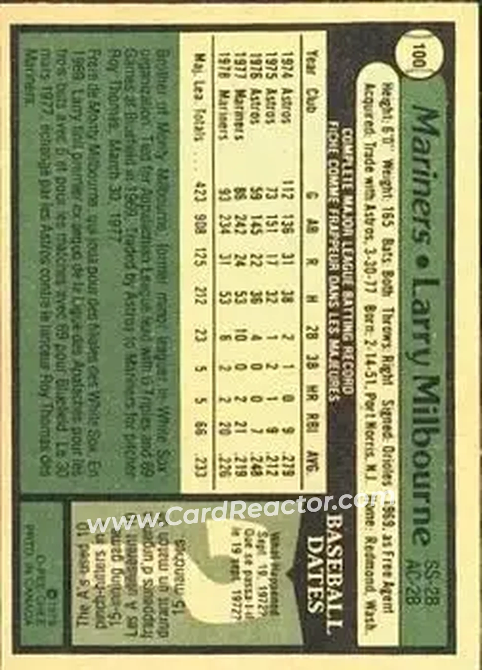 Back of Larry Milbourne